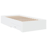 Bed Frame with Drawers White 75x190 cm Small Single Engineered Wood