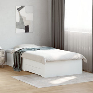 Bed Frame with Drawers White 75x190 cm Small Single Engineered Wood