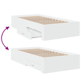 Bed Frame with Drawers White 75x190 cm Small Single Engineered Wood