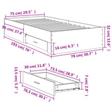 Bed Frame with Drawers White 75x190 cm Small Single Engineered Wood