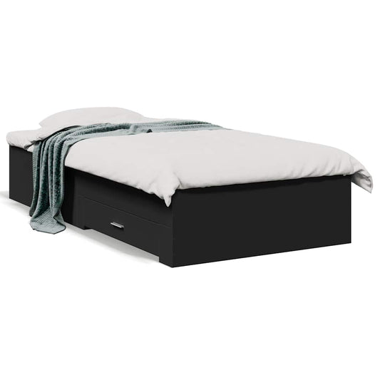 Bed Frame with Drawers without Mattress Black 75x190 cm Small Single