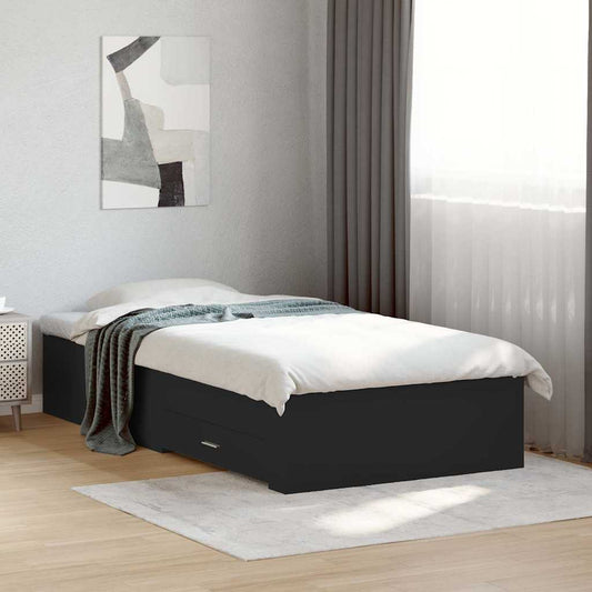 Bed Frame with Drawers without Mattress Black 75x190 cm Small Single