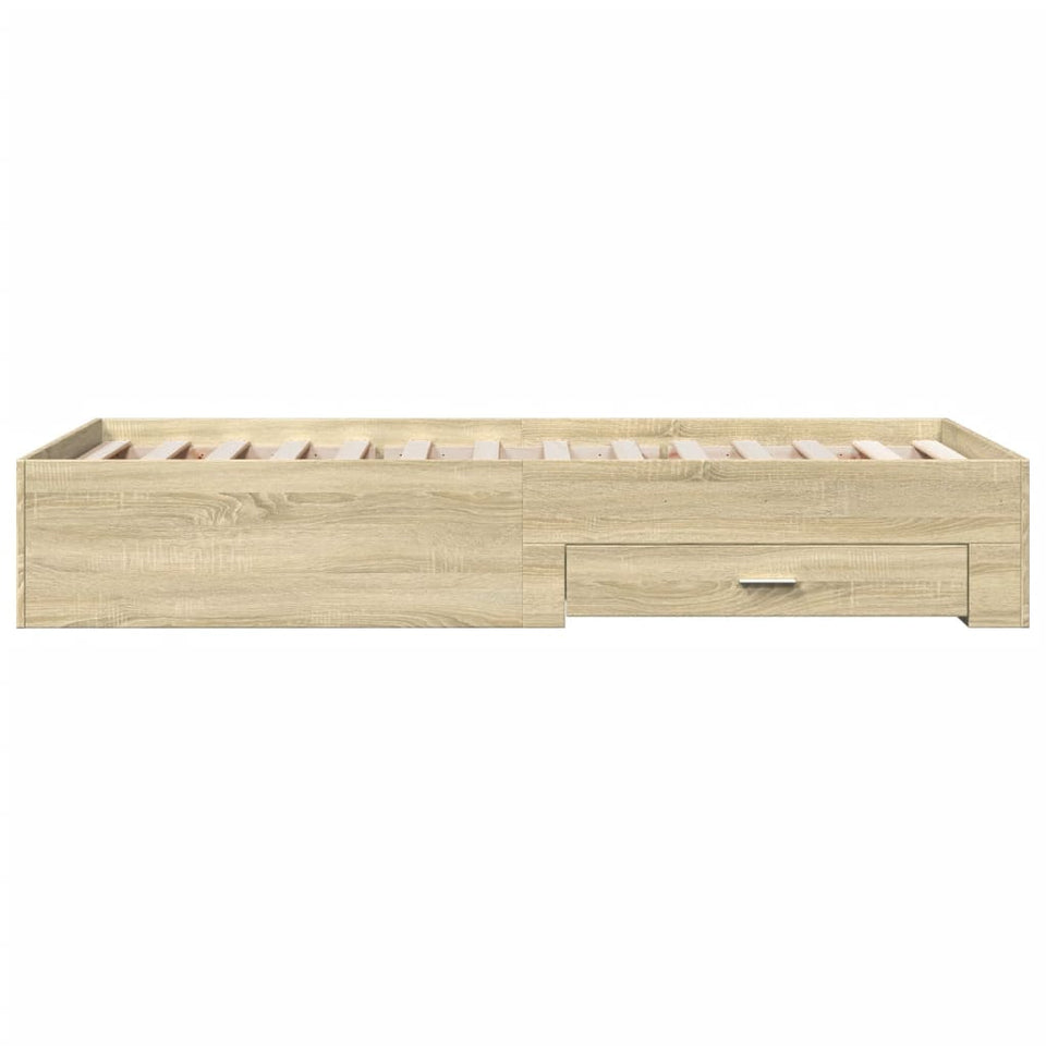 Bed Frame with Drawers without Mattress Sonoma Oak 75x190 cm Small Single