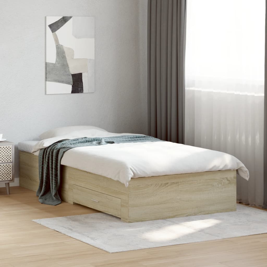 Bed Frame | Sonoma Oak | Engineered Wood | 75x190 cm Small Single