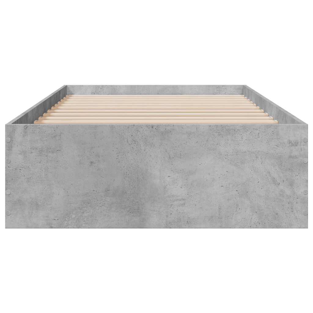Bed Frame with Drawers without Mattress Concrete Grey 75x190 cm Small Single