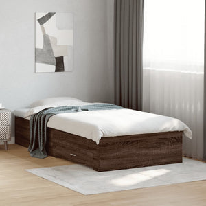 Bed Frame with Drawers without Mattress Brown Oak 75x190 cm Small Single