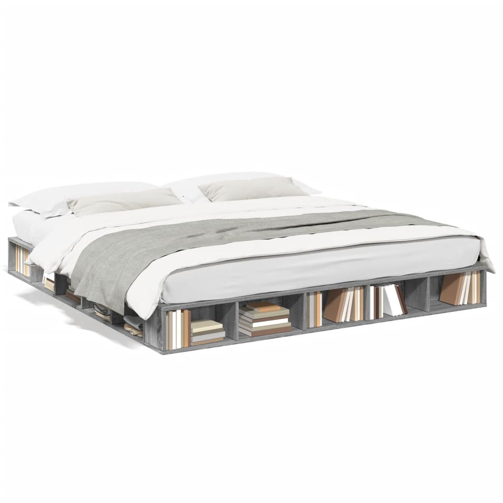 Bed Frame without Mattress Grey Sonoma 200x200 cm