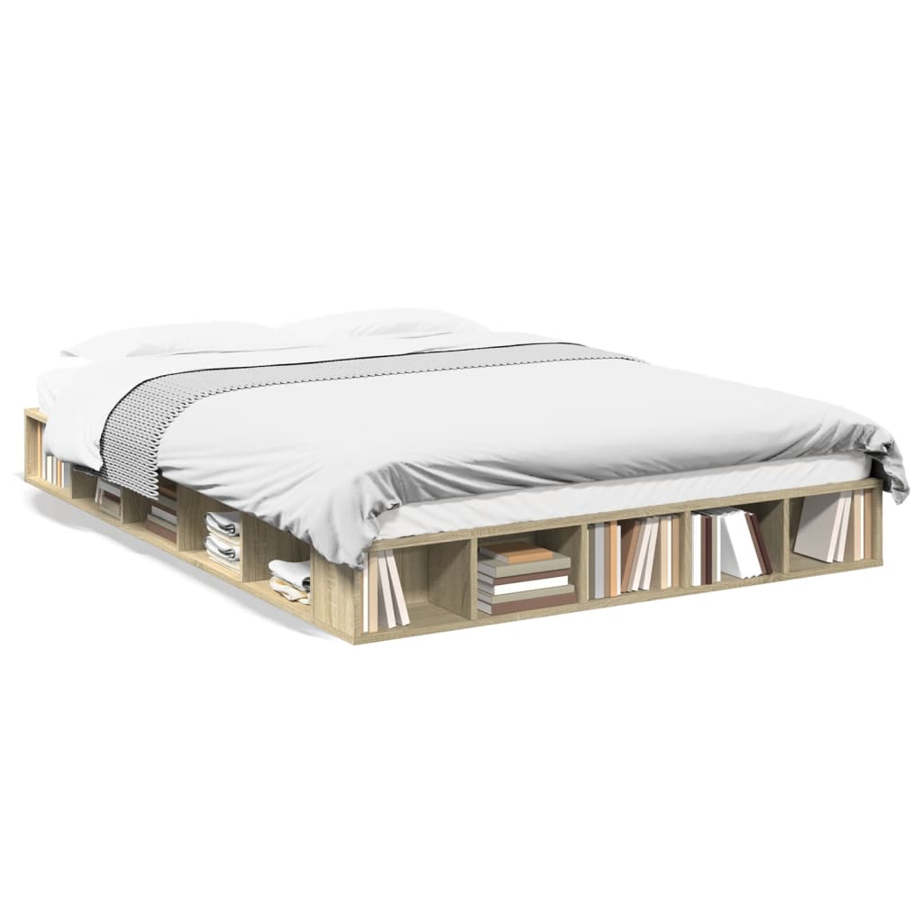 Bed Frame without Mattress Sonoma Oak 160x200 cm