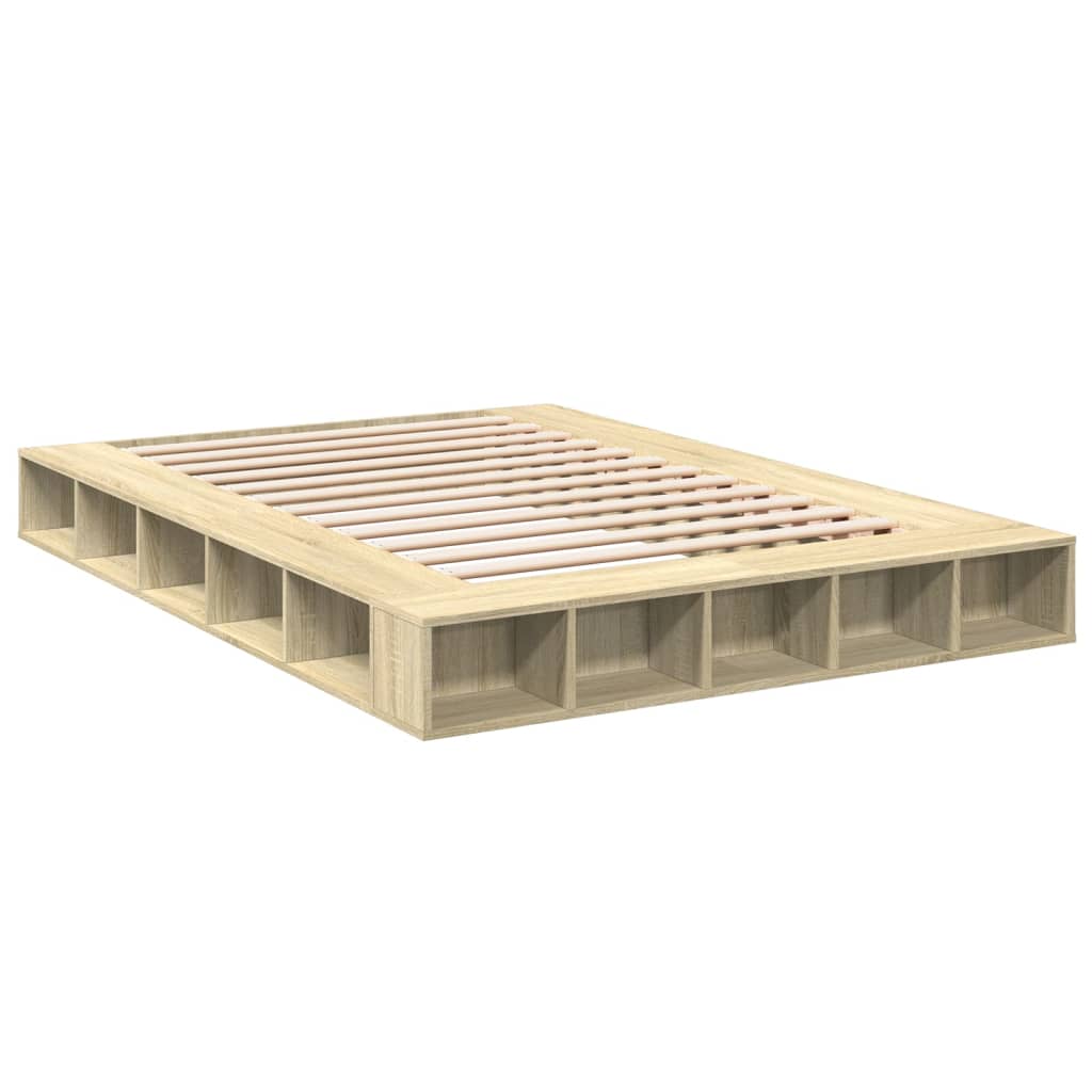 Bed Frame without Mattress Sonoma Oak 140x200 cm