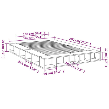 Bed Frame without Mattress Sonoma Oak 140x200 cm