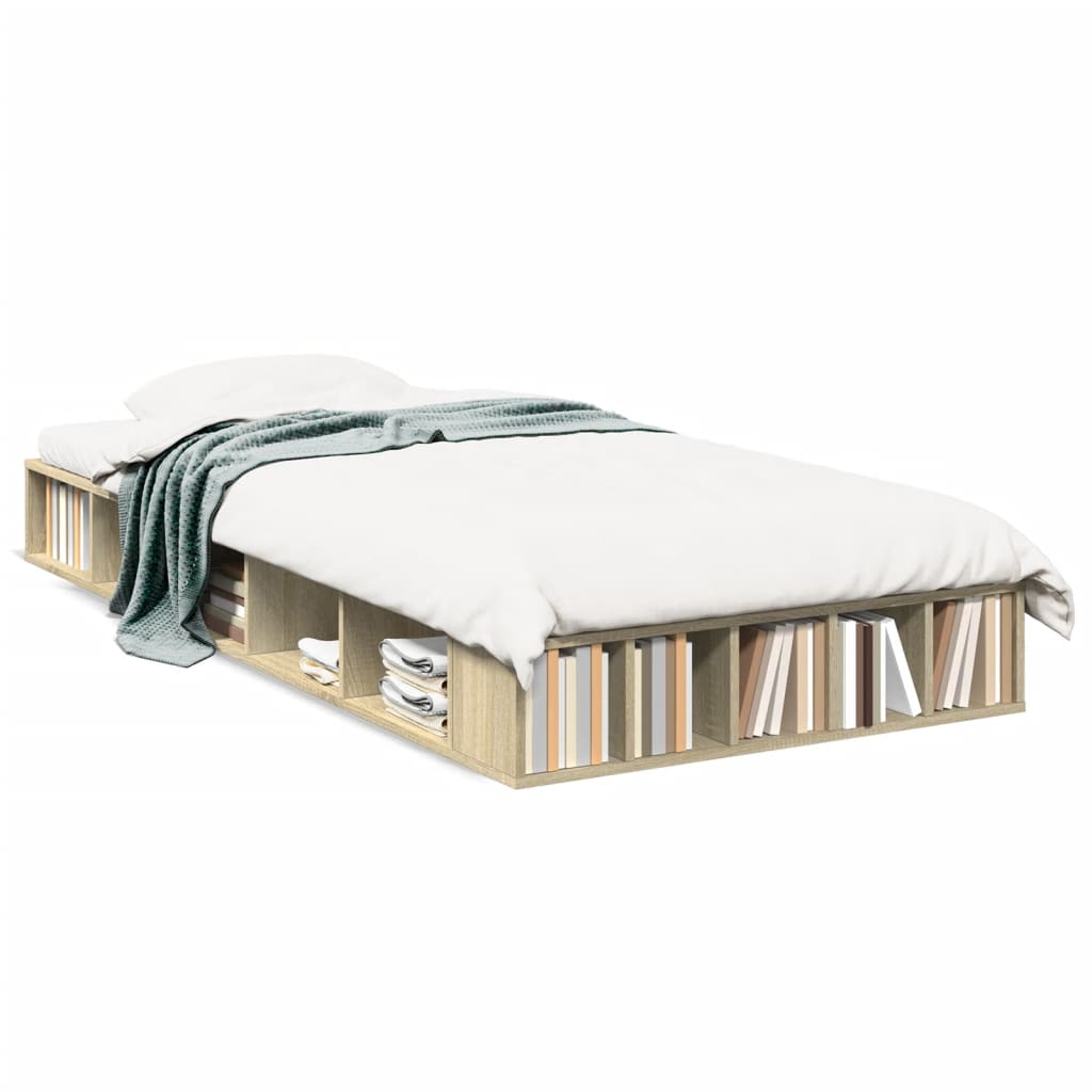 Bed Frame without Mattress Sonoma Oak 100x200 cm