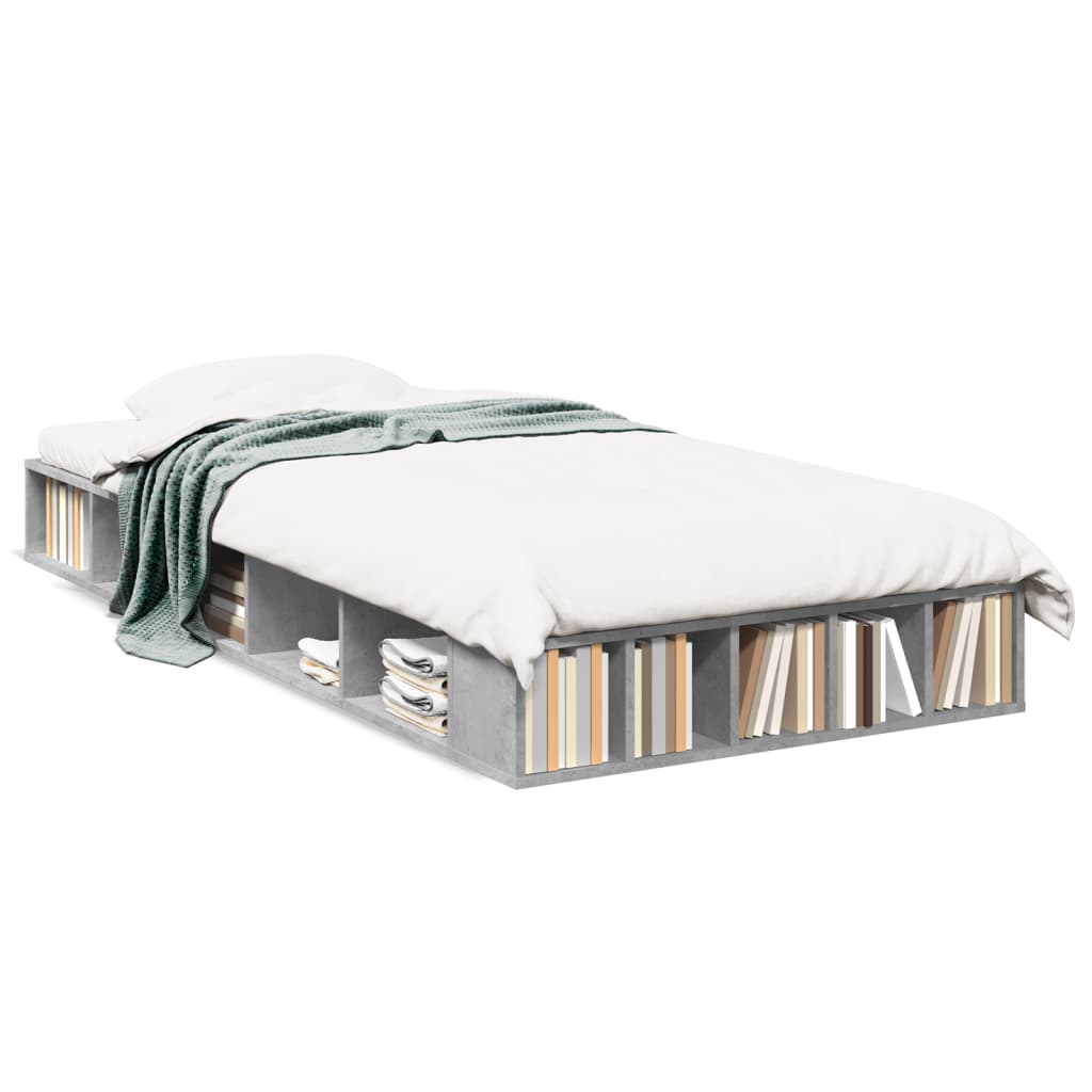 Bed Frame without Mattress Concrete Grey 90x190 cm Single
