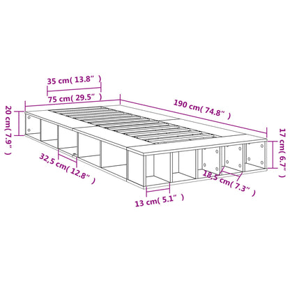 Bed Frame without Mattress Concrete Grey 75x190 cm Small Single