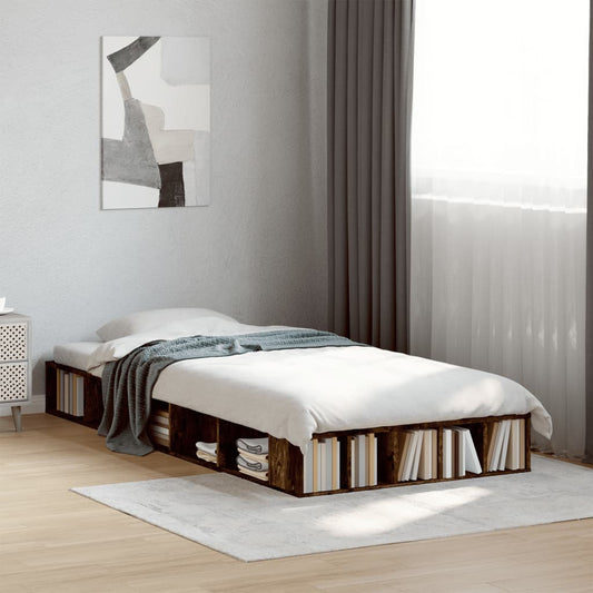 Bed Frame without Mattress Smoked Oak 75x190 cm Small Single