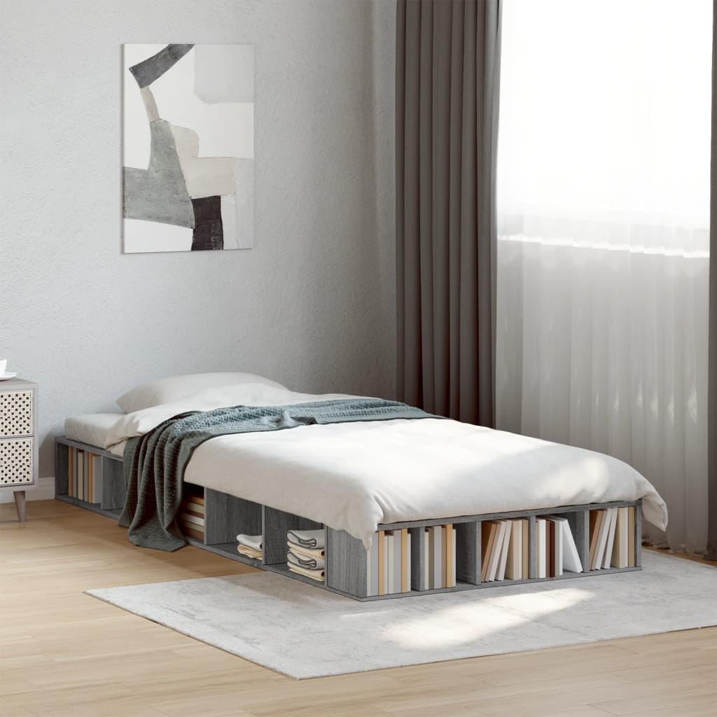 Bed Frame without Mattress Grey Sonoma 75x190 cm Small Single