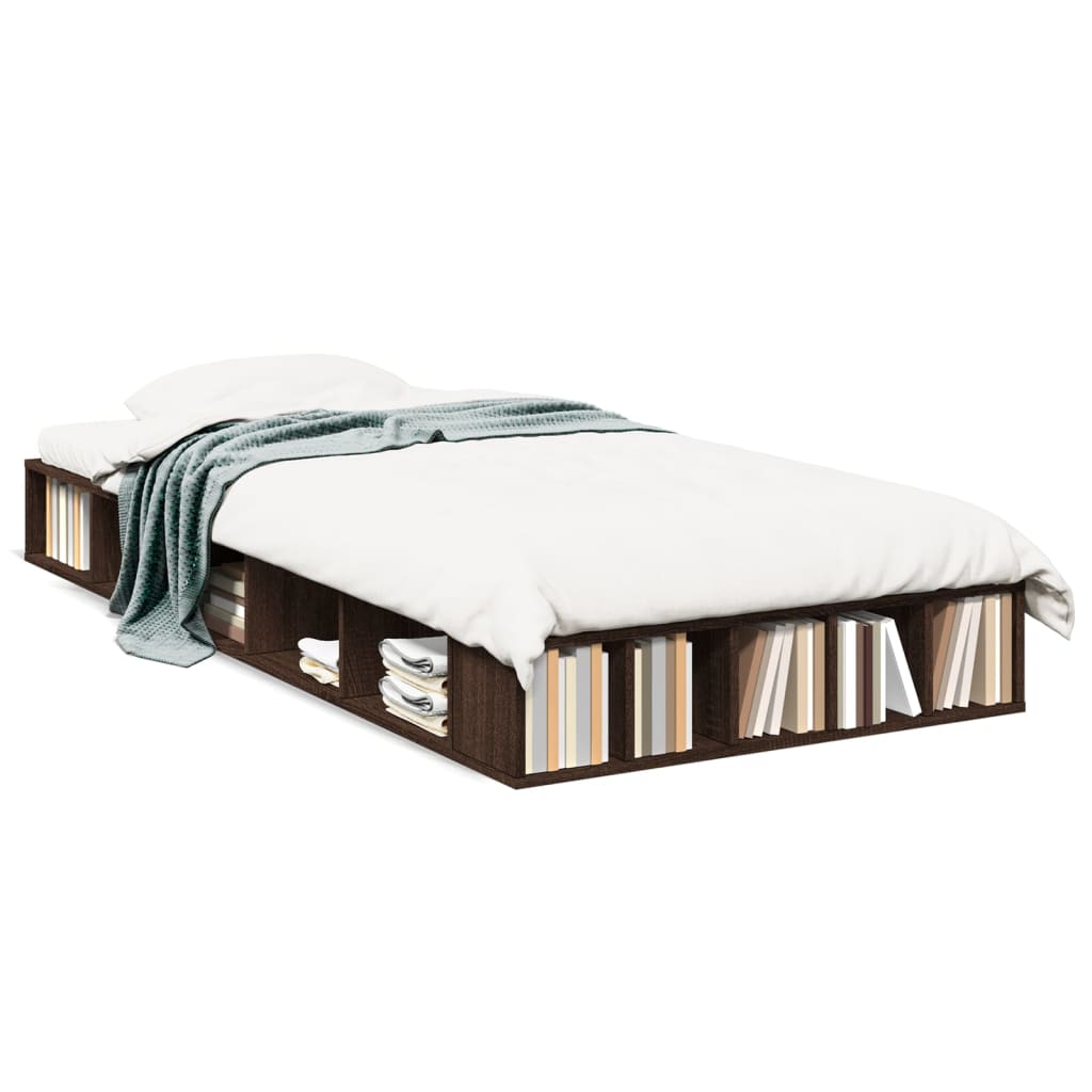 Bed Frame without Mattress Brown Oak 75x190 cm Small Single