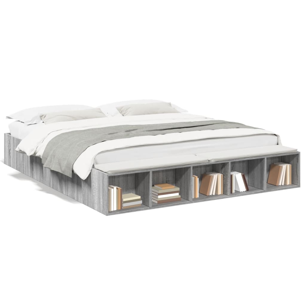 Bed Frame without Mattress Grey Sonoma 200x200 cm