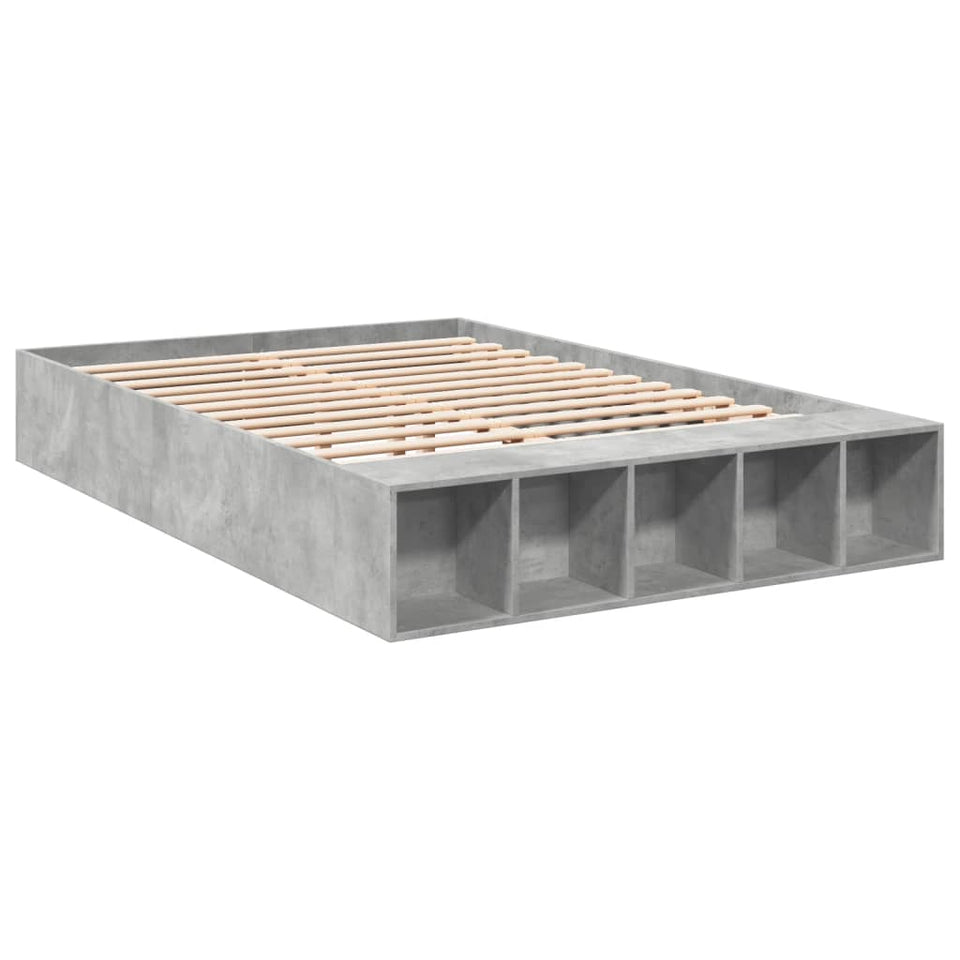 Bed Frame Concrete Grey 135x190 cm Double Engineered Wood