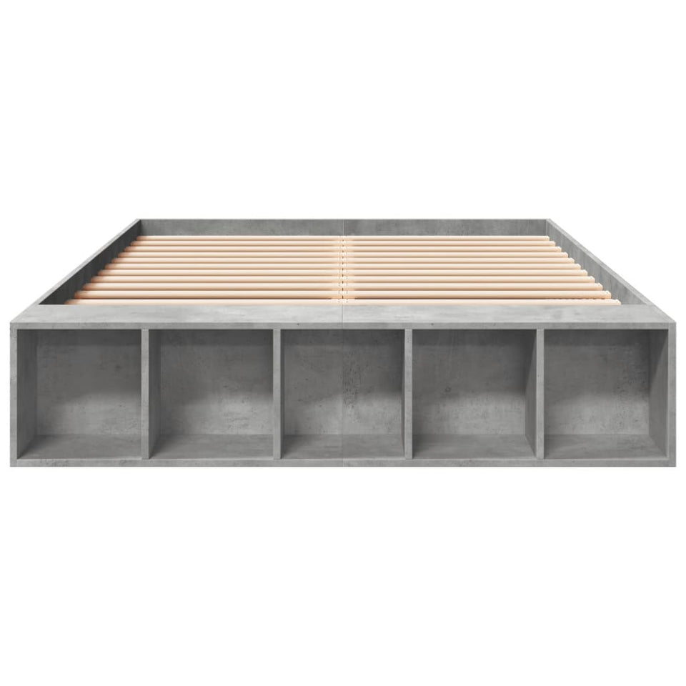 Bed Frame Concrete Grey 135x190 cm Double Engineered Wood