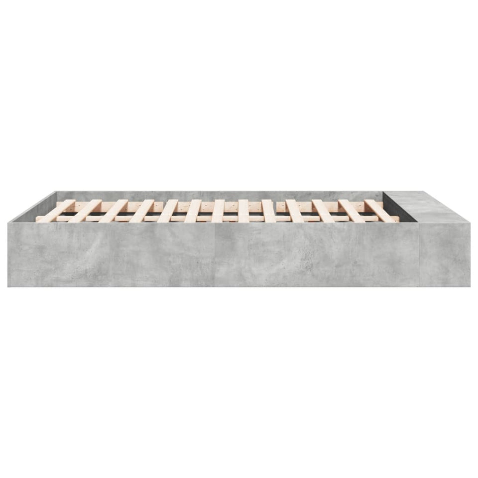 Bed Frame Concrete Grey 135x190 cm Double Engineered Wood