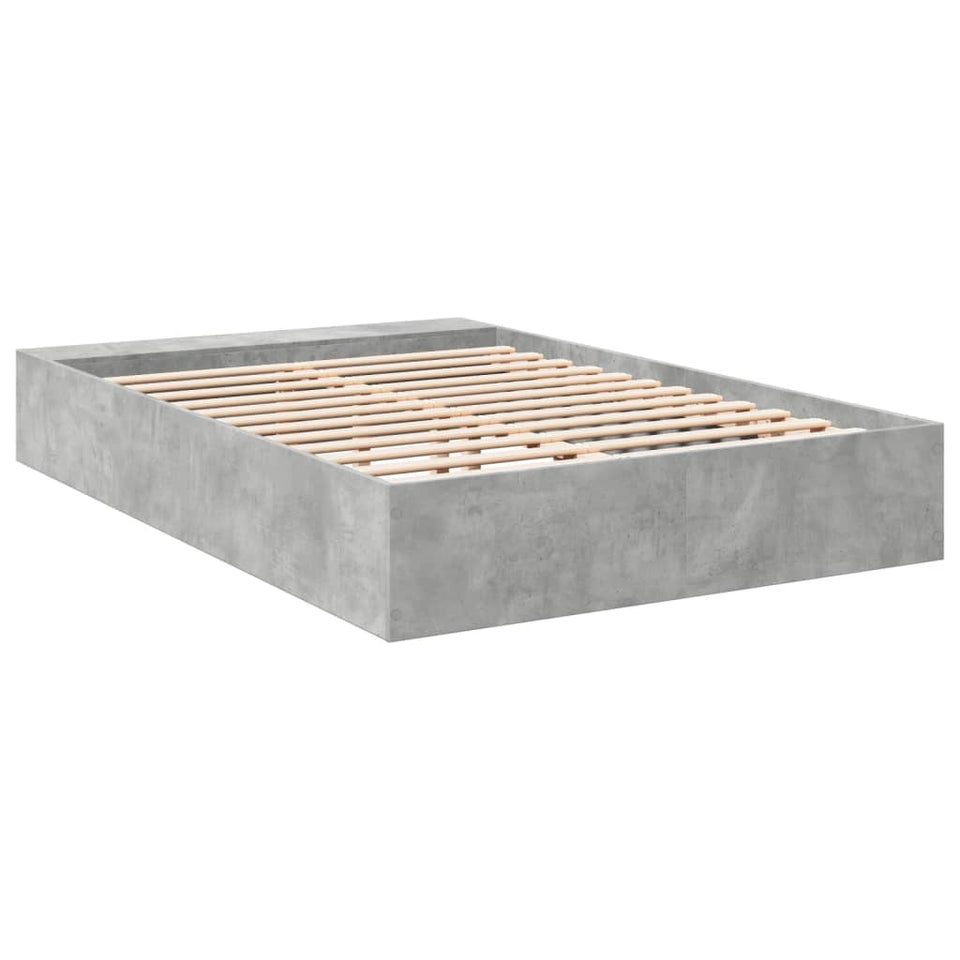 Bed Frame Concrete Grey 135x190 cm Double Engineered Wood