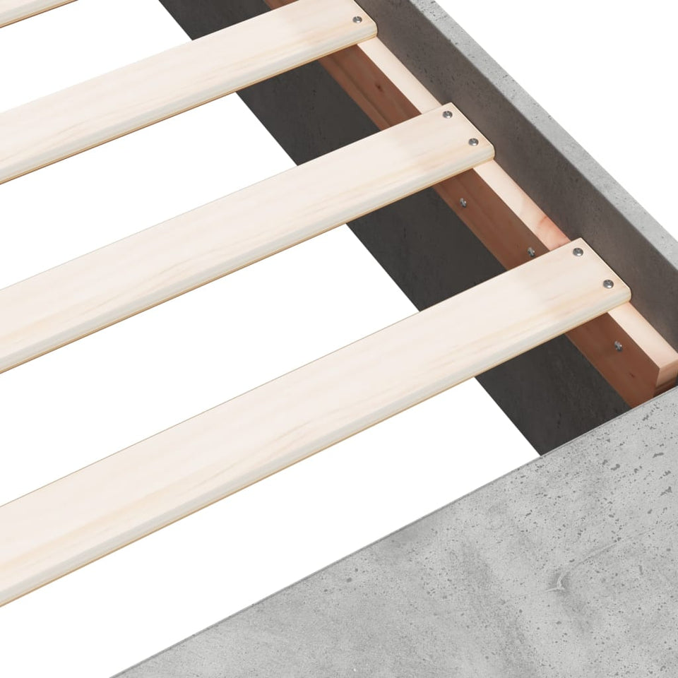 Bed Frame Concrete Grey 135x190 cm Double Engineered Wood