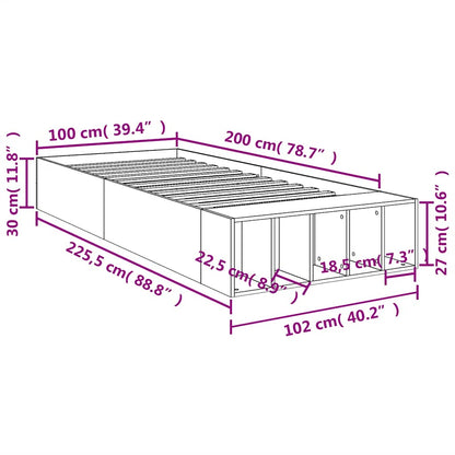Bed Frame without Mattress Black 100x200 cm