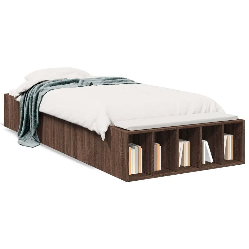 Bed Frame without Mattress Brown Oak 100x200 cm