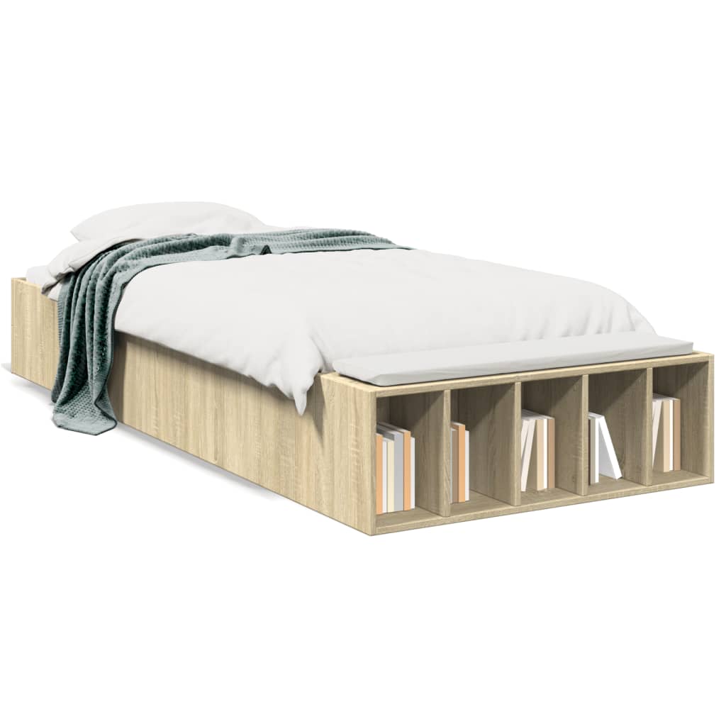 Bed Frame without Mattress Sonoma Oak 75x190 cm Small Single