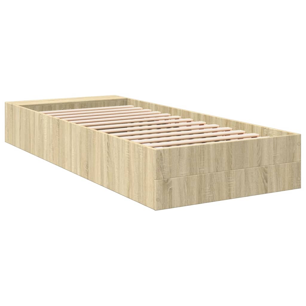 Bed Frame without Mattress Sonoma Oak 75x190 cm Small Single
