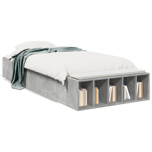 Bed Frame without Mattress Concrete Grey 75x190 cm Small Single