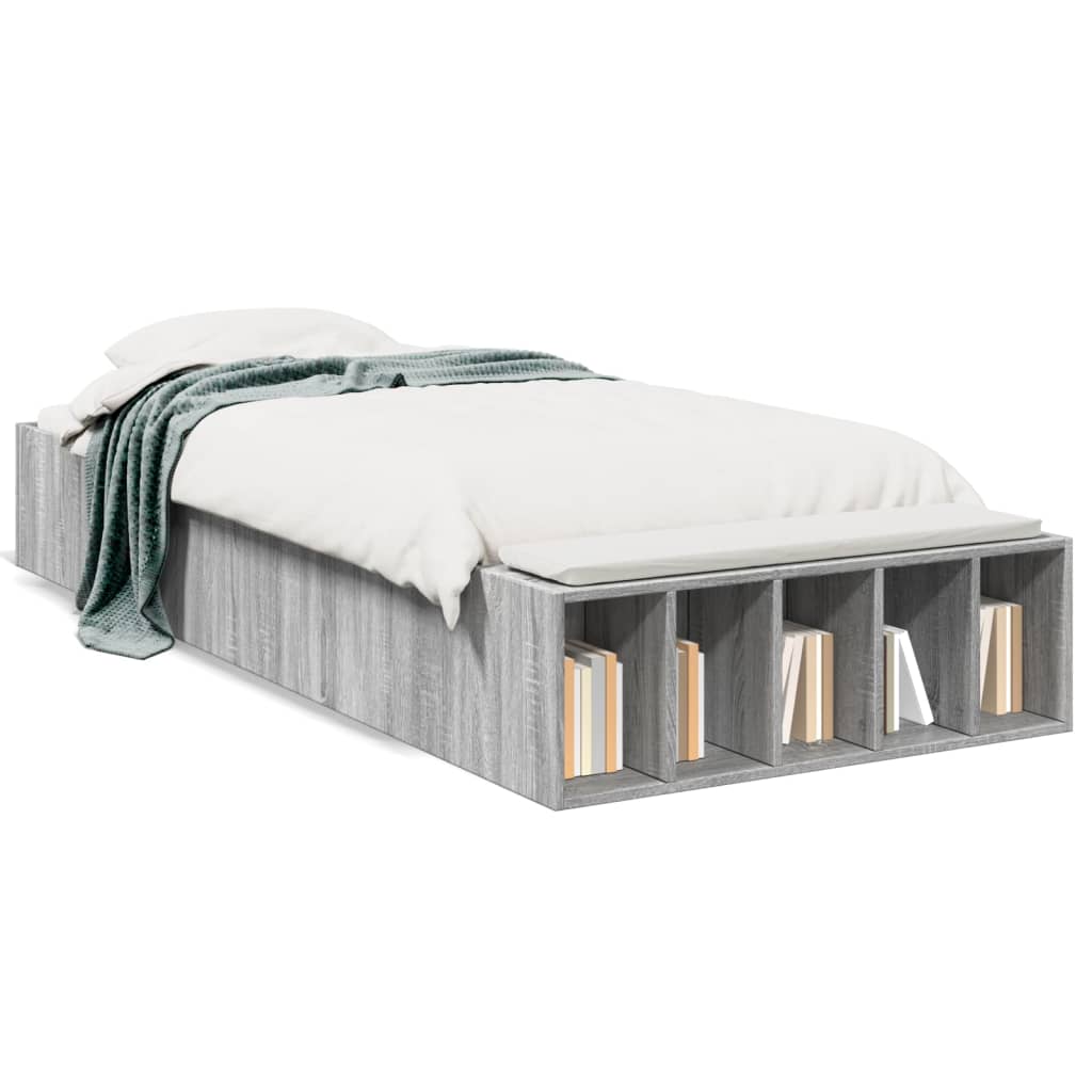 Bed Frame without Mattress Grey Sonoma 75x190 cm Small Single