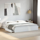 Bed Frame with Drawers White 200x200 cm Engineered Wood