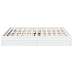 Bed Frame with Drawers White 200x200 cm Engineered Wood