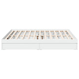 Bed Frame with Drawers White 200x200 cm Engineered Wood