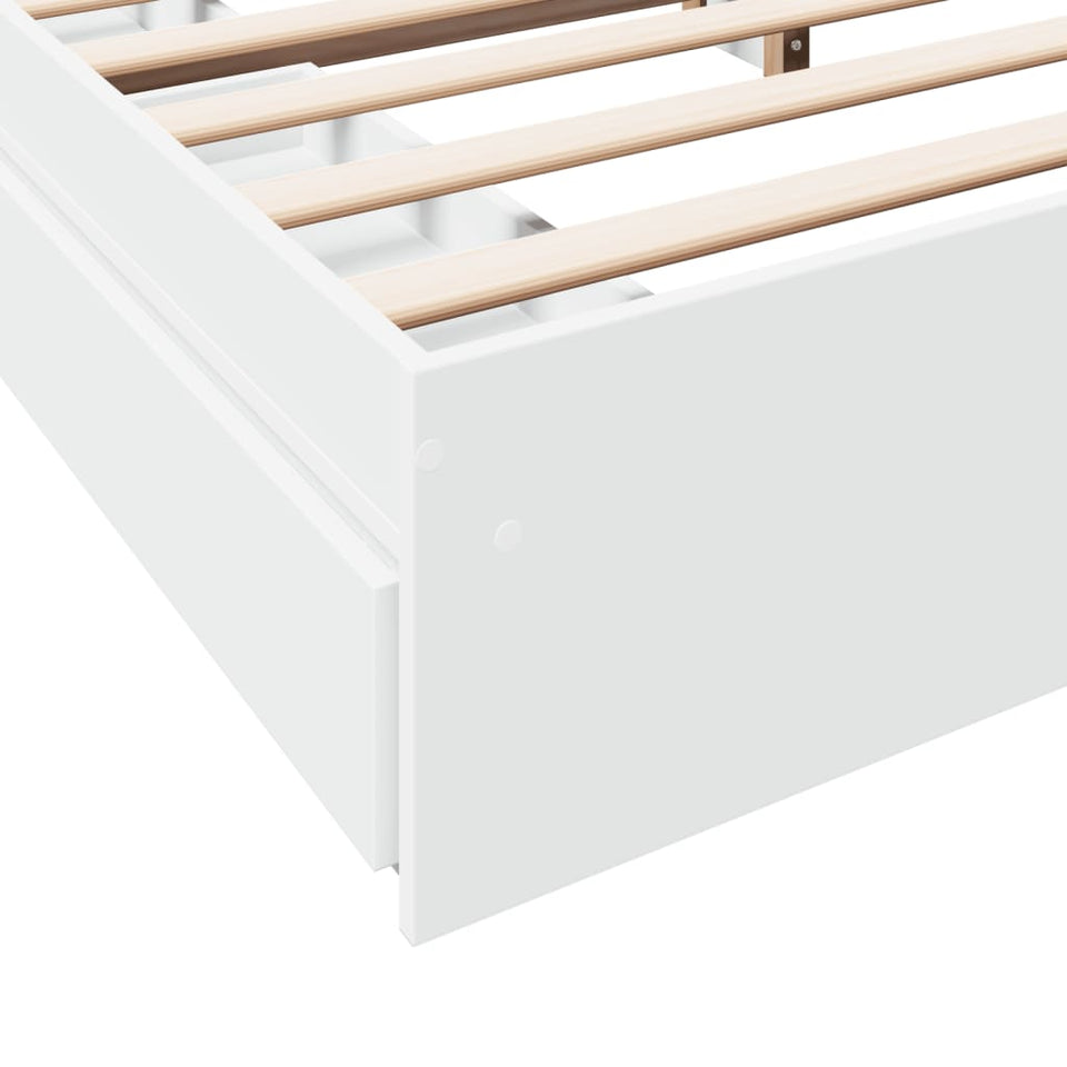 Bed Frame with Drawers White 200x200 cm Engineered Wood