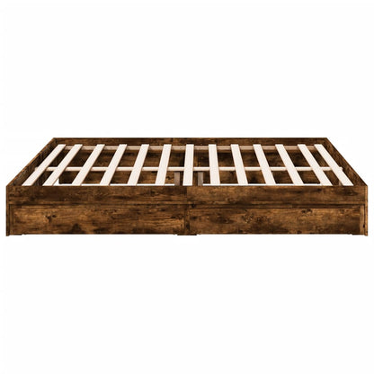 Bed Frame with Drawers without Mattress Smoked Oak 200x200 cm