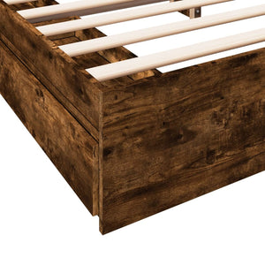 Bed Frame with Drawers Smoked Oak 200x200 cm Engineered Wood