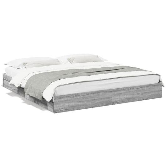 Bed Frame with Drawers without Mattress Grey Sonoma 200x200 cm
