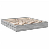 Bed Frame with Drawers Grey Sonoma 200x200 cm Engineered Wood