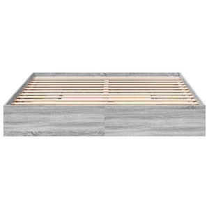 Bed Frame with Drawers Grey Sonoma 200x200 cm Engineered Wood