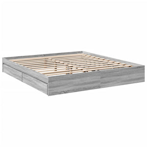 Bed Frame with Drawers Grey Sonoma 200x200 cm Engineered Wood