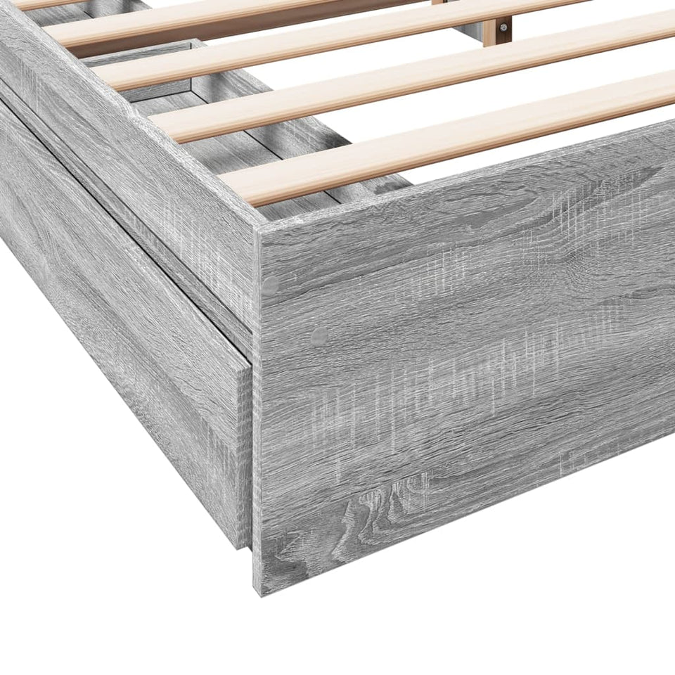 Bed Frame with Drawers Grey Sonoma 200x200 cm Engineered Wood