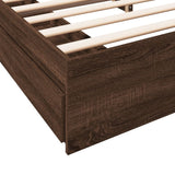 Bed Frame with Drawers without Mattress Brown Oak 200x200 cm