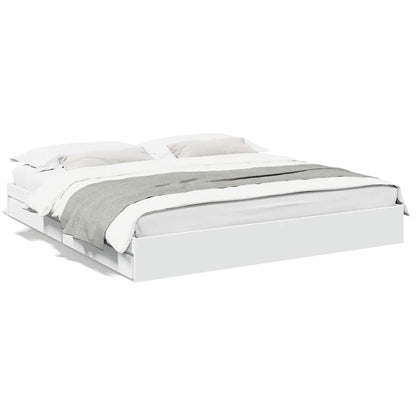 Bed Frame with Drawers without Mattress White 180x200 cm Super King
