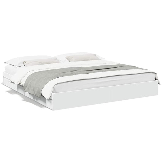Bed Frame with Drawers without Mattress White 180x200 cm Super King