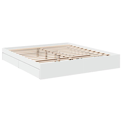 Bed Frame with Drawers without Mattress White 180x200 cm Super King
