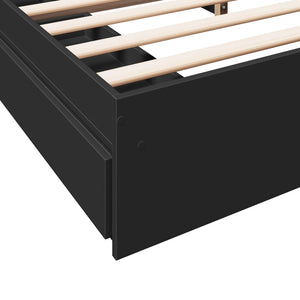 Bed Frame with Drawers without Mattress Black 180x200 cm Super King