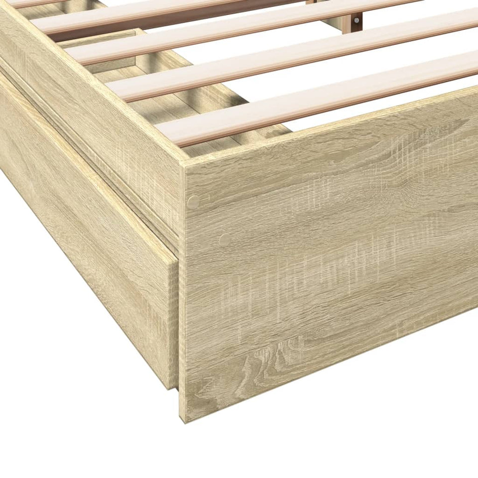 Bed Frame with Drawers without Mattress Sonoma Oak 180x200 cm Super King