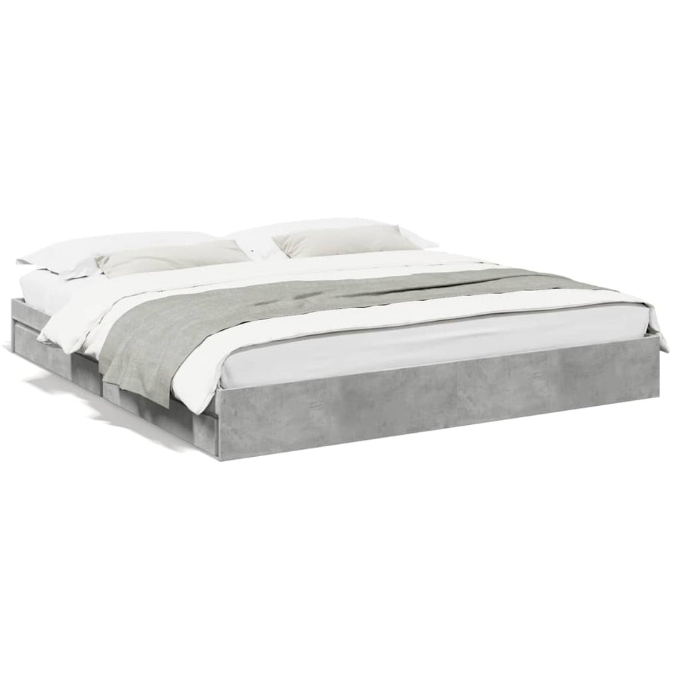 Bed Frame with Drawers without Mattress Concrete Grey 180x200 cm Super King